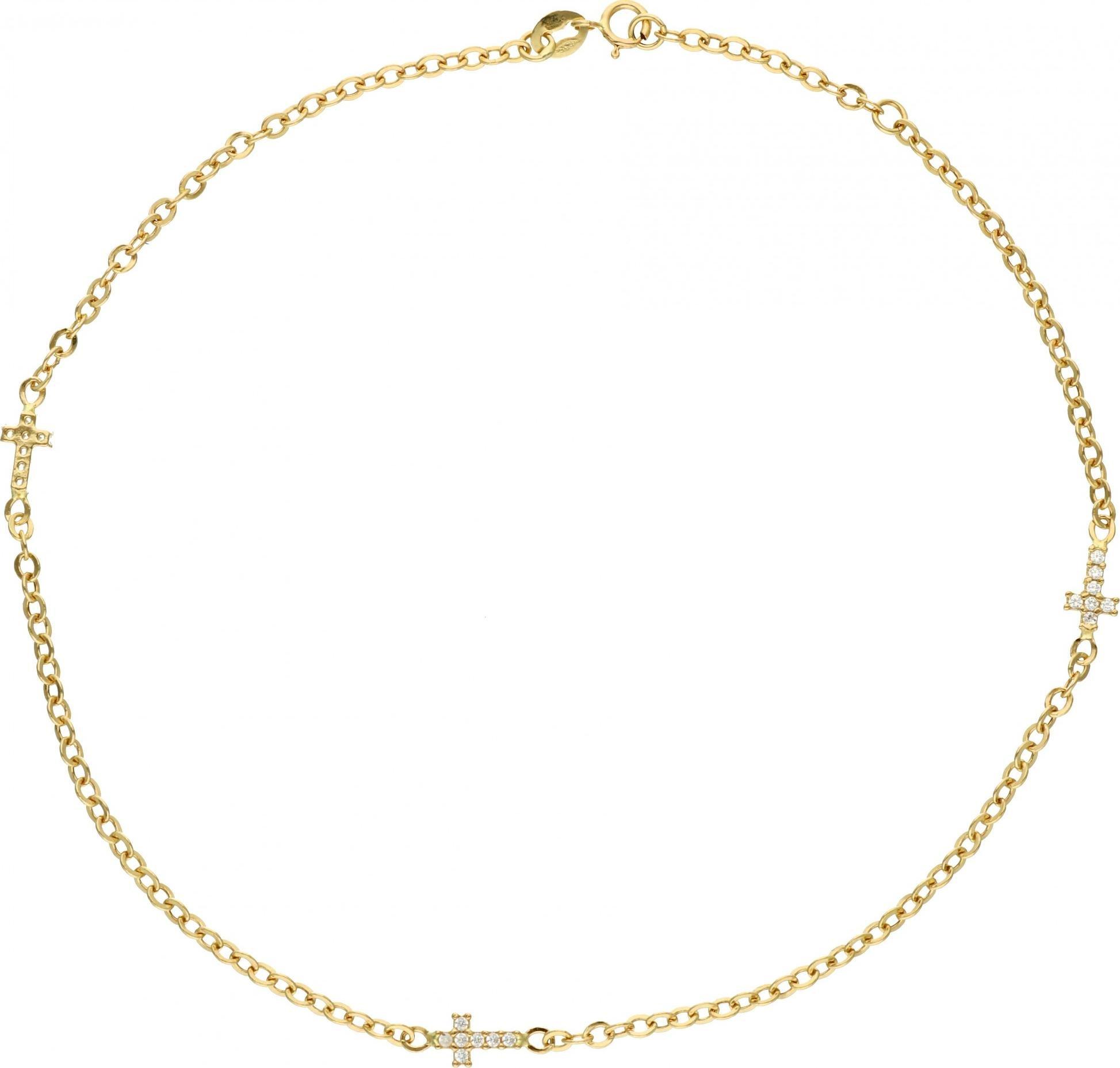 Rosanto Złota bransoletka na kostkę z krzyżykami 25 cm 585 14k