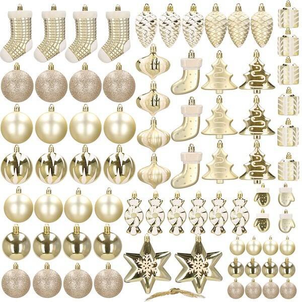 Bombki choinkowe 77 szt. ozdoby świąteczne zestaw złoty UNIWERSALNY