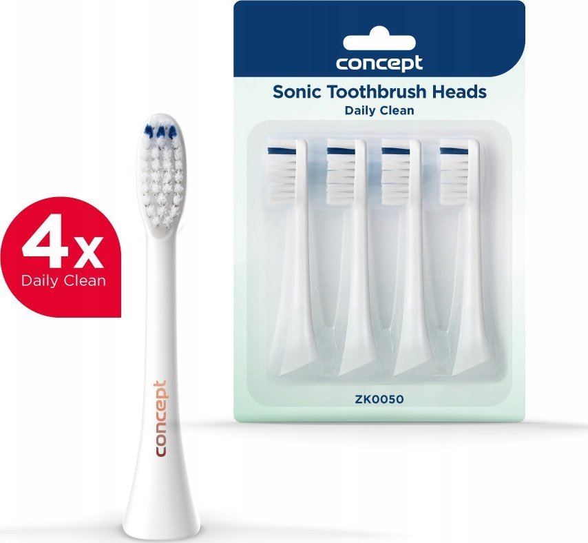 Końcówka Concept ZK0050 Końcówka szczoteczki do zębów PERFECT SMILE ZK500x, Daily Clean, 4 szt, biała