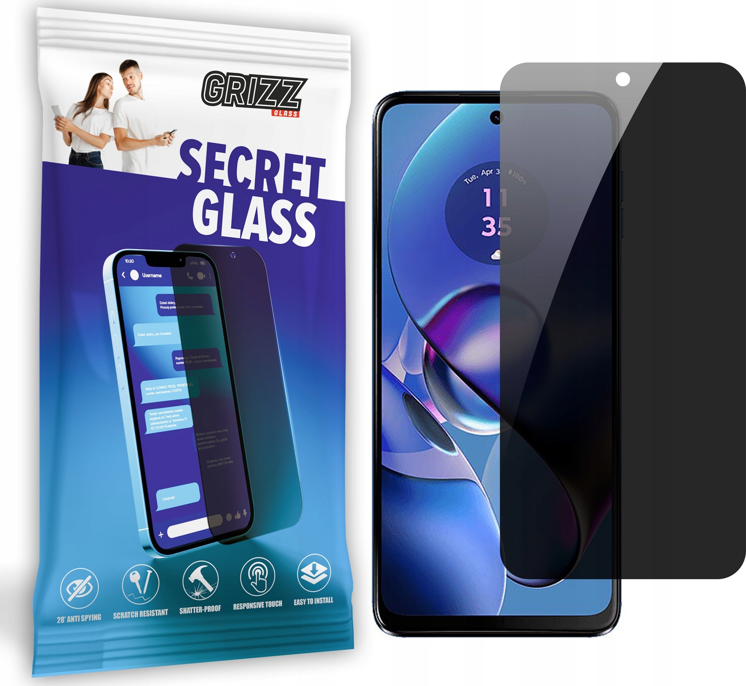 GrizzGlass Szkło prywatyzujące GrizzGlass SecretGlass do Motorola Moto G64