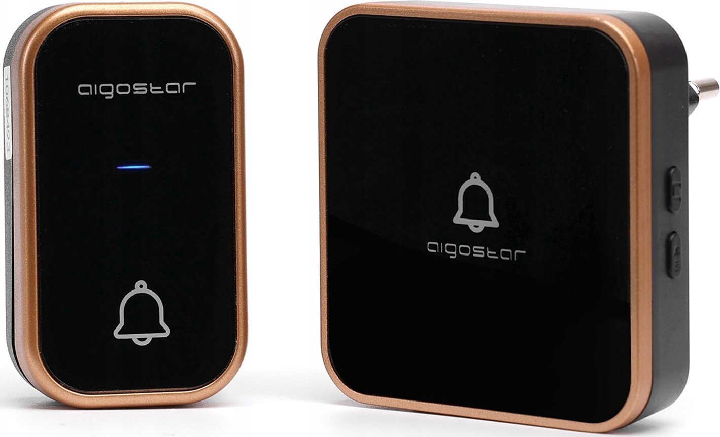 Orno Bezprzewodowy dzwonek do drzwi AC z własnym zasilaniem - czarno złoty, AIGOSTAR