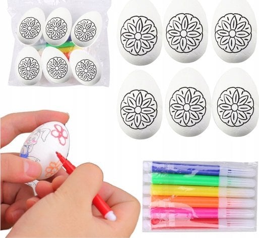 Jajka Wielkanocne Styropianowe Do Malowania Pisaki Wzór Kwiat A 6szt