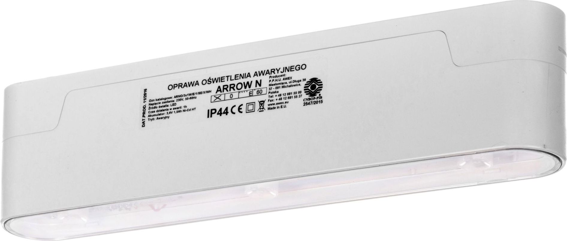 AWEX Oprawa awaryjna Arrow N ECO LED 3 x 1W 1h jednozadaniowa (ARNO/3x1W/ESE/X/WH)