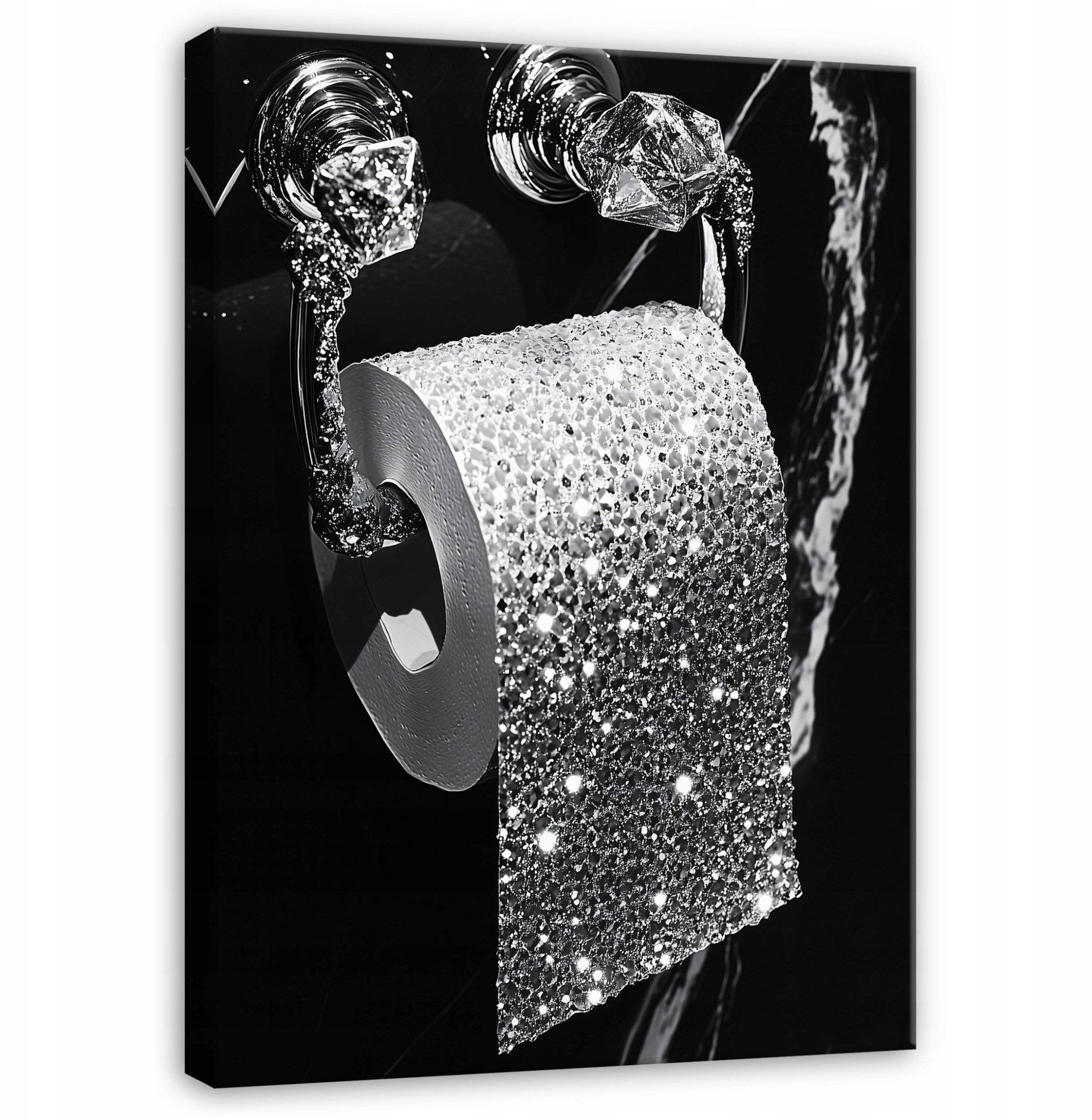 OBRAZ DO ŁAZIENKI TOALETY WC SREBRNY CZARNY NOWOCZESNY NA PŁÓTNIE 60x40