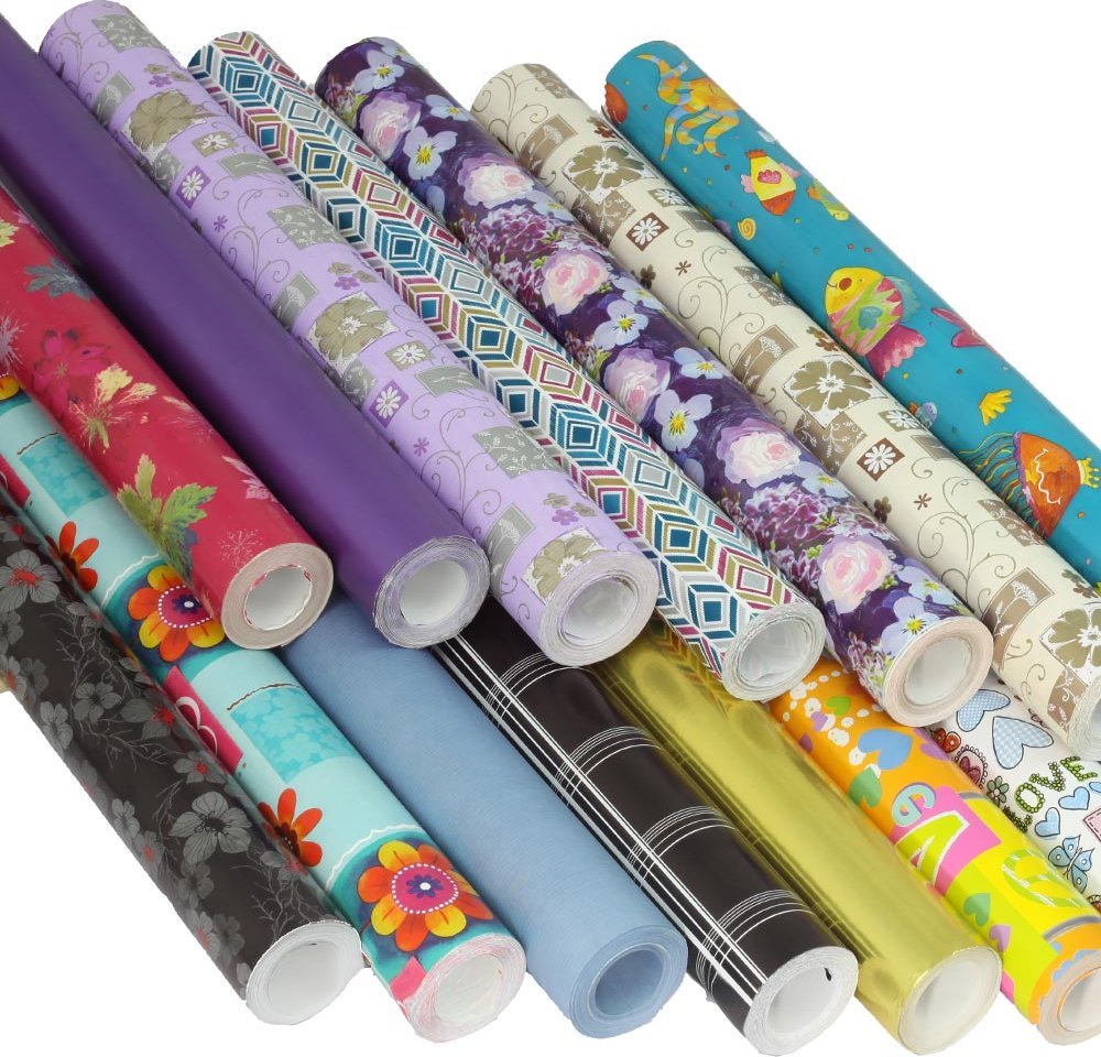 Papier ozdobny mix kolorów 9 rolek 25m 225mb MIX3