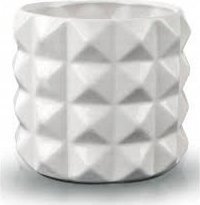 Polnix Osłonka na doniczkę okrągła gemetryczna biała 15 cm