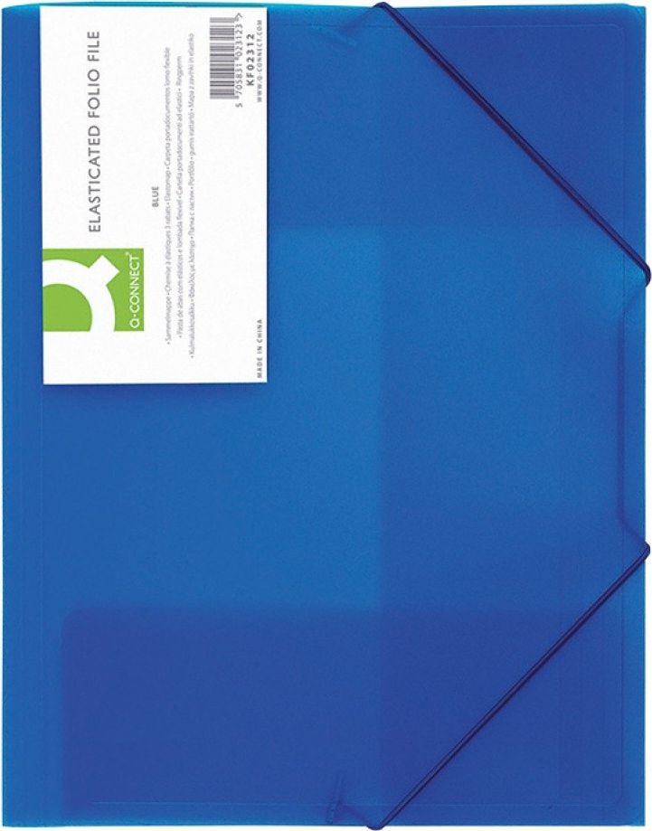 Q-Connect Teczka z gumką PP, A4, 400mikr., 3-skrz., transparentna niebieska