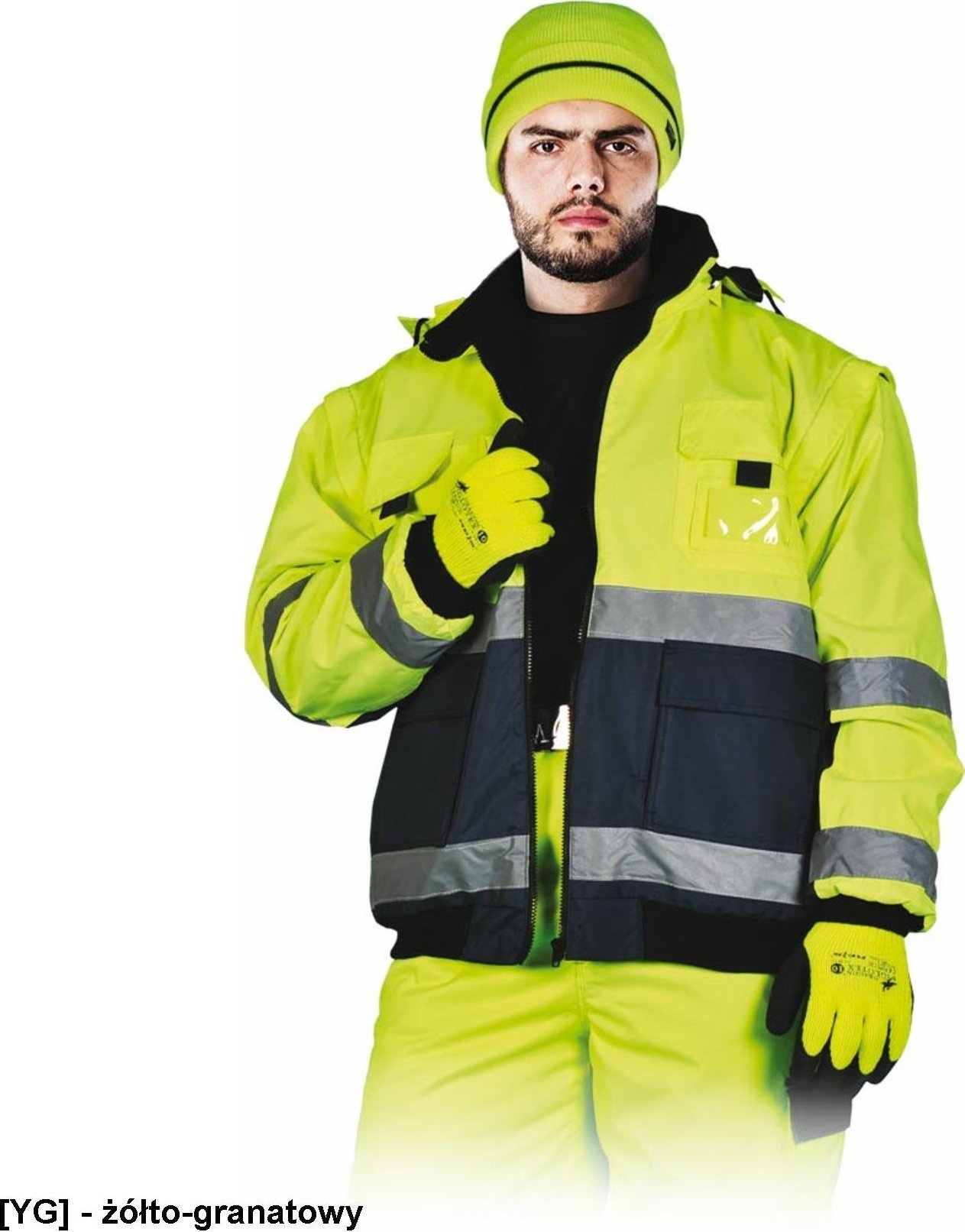 R.E.I.S. LH-VIBER - KURTKA OSTRZEGAWCZA ZIMOWA - czerwono-granatowy 2XL