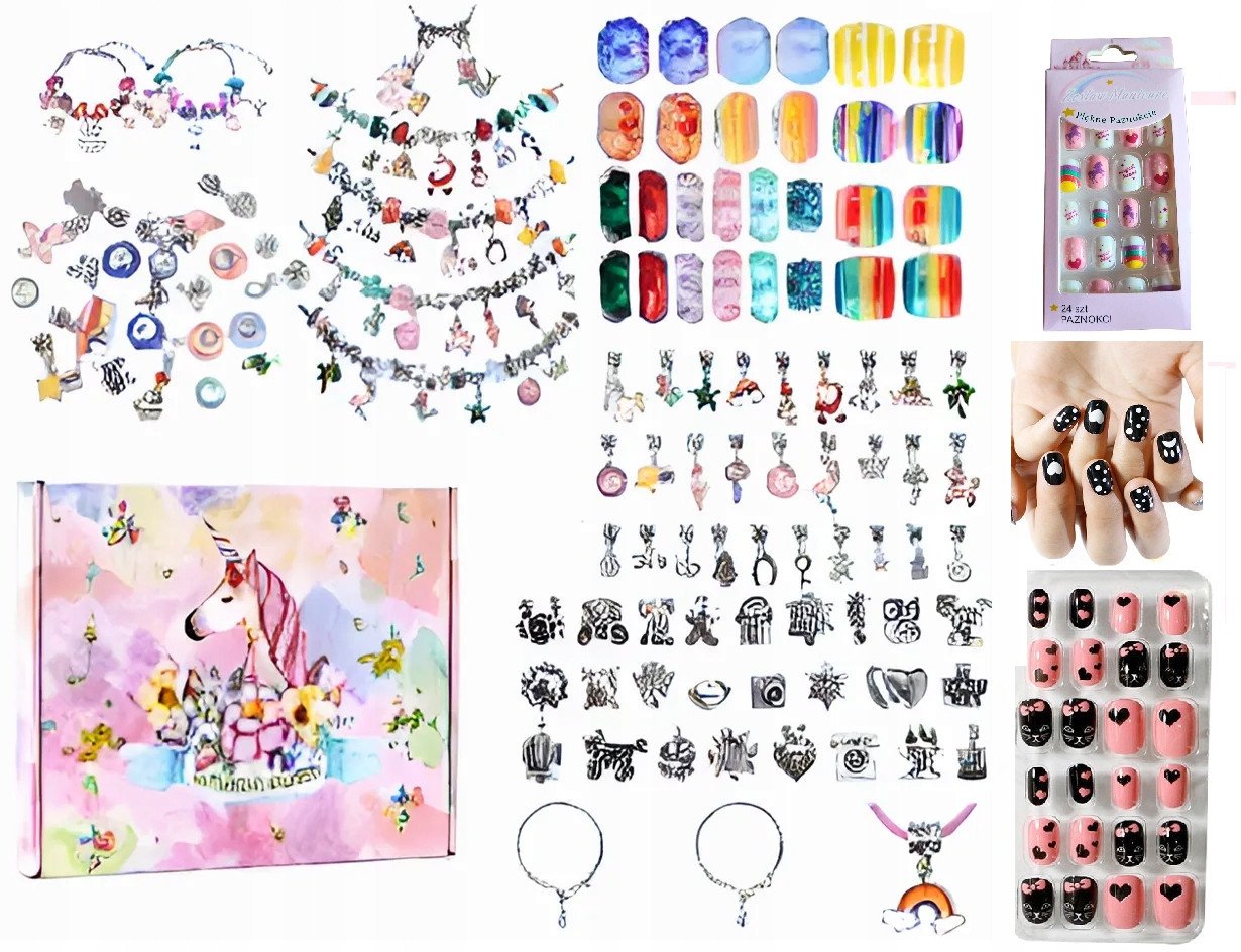 Zestaw Do Tworzenia Biżuterii Bransoletek Koraliki____________________ + NAKLEJKI NA PAZNOKCIE