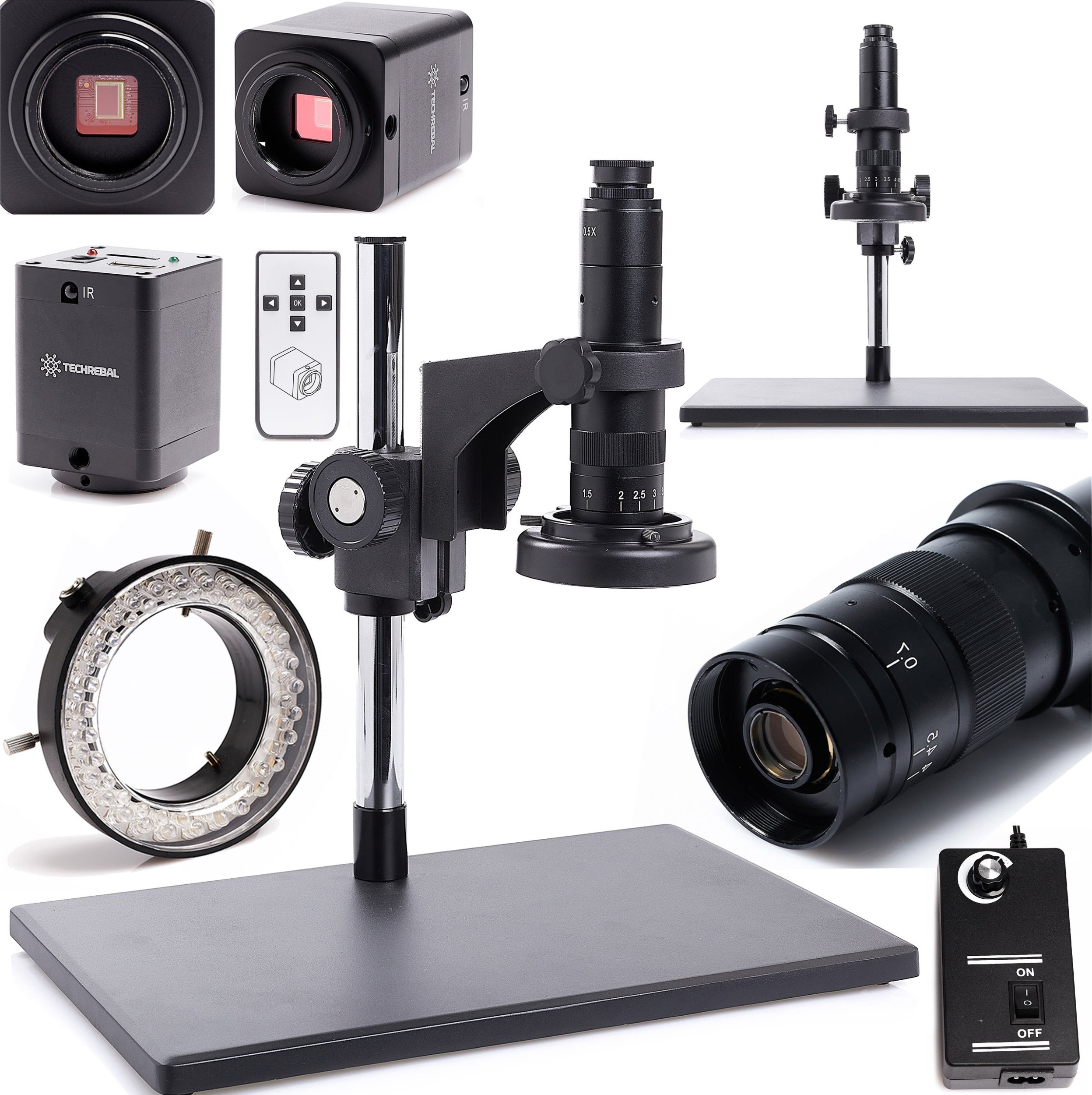 Mikroskop Cyfrowy Techrebal 10A 7-45x Dla Optyka Kamera 12MP Oświetlenie