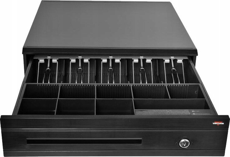 Virtuos Virtuos pokladní zásuvka C425C, s kabelem 24V, kov. držáky, 9-24V, černá