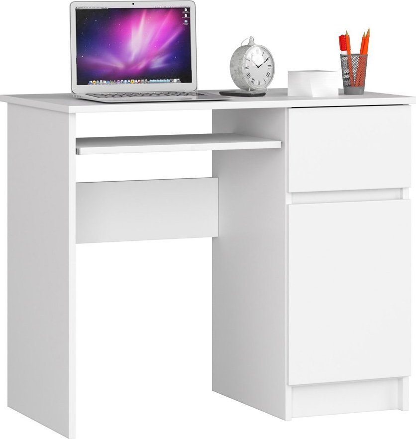 Elior Białe biurko 90 cm z półkami i szufladą - Strit 4X