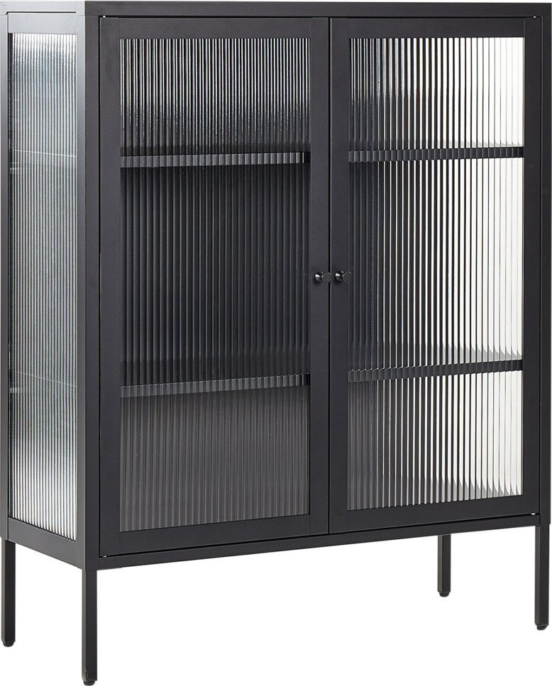 Beliani Witryna dwudrzwiowa metalowa czarna LERRYN