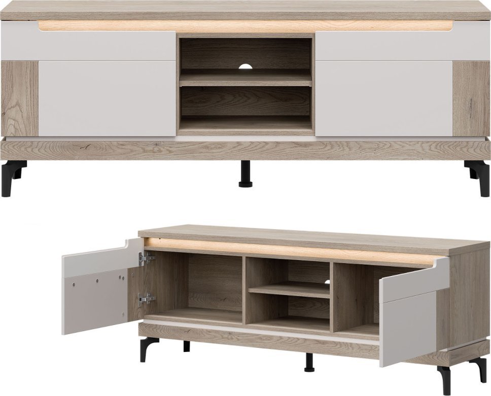 BogFran Szafka RTV stojąca do salonu Stolik pod telewizor Dąb Cremona ASTON AN01