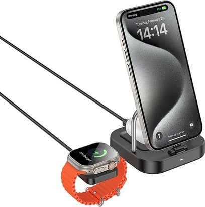 HOCO ładowarka indukcyjna 3w1 kompatybilna z Apple Watch 3A 5W CQ16A czarna