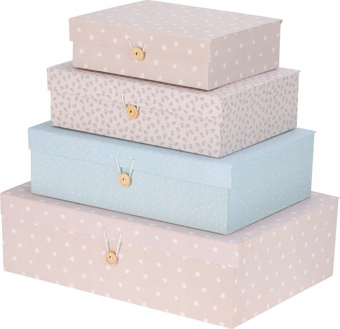 Zestaw kartonowych pudełek do przechowywania w różnych rozmiarach, 4 szt.