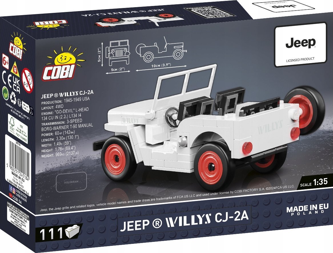 Cobi Jeep Willys CJ-2A biały