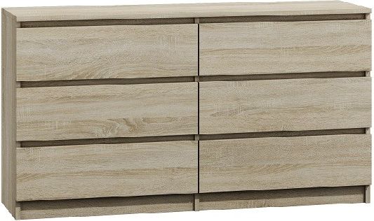 Topeshop Komoda 140cm 6 szuflad kolor dąb sonoma