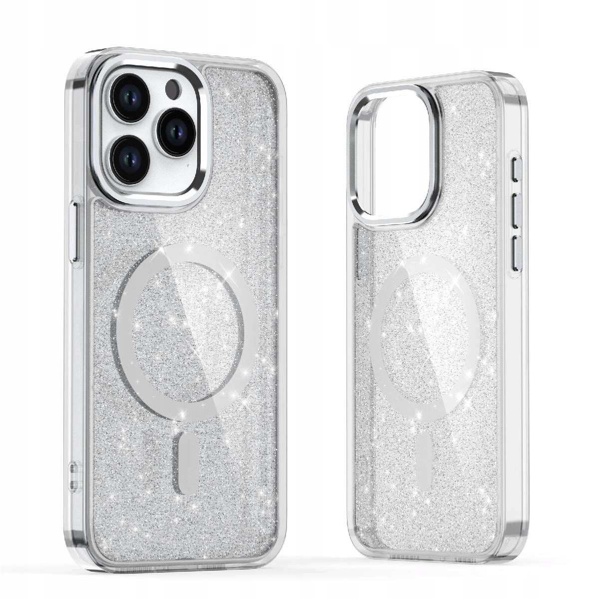 Etui brokatowe Glitter Case z MagSafe na Samsung Galaxy A26 5G - białe