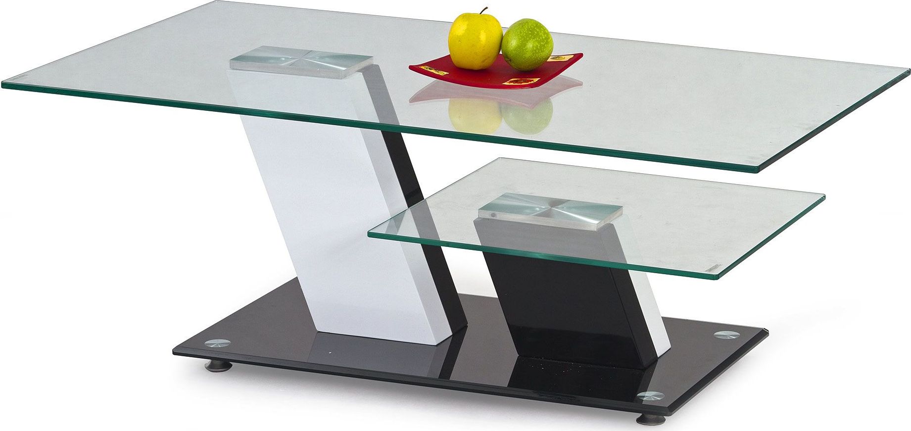 Elior Szklana ława Akela - biały + czarny połysk