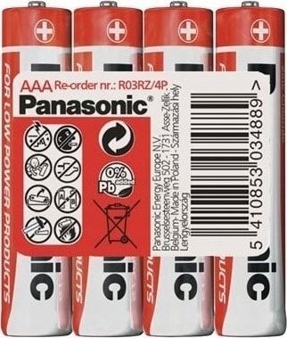 Akumulator Panasonic PANASONIC Zinkouhlíkové baterie Red Zinc R03RZ/4P AAA 1,5V (shrink 4ks)