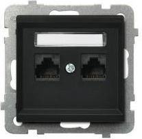 Ospel Gniazdo komputerowe Sonata podwójne 2xRJ45 kat.5e czarny metalik (GPK-2R/K/m/33)