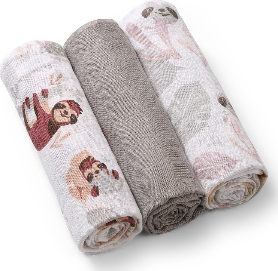 BabyOno 348/10 PIELUSZKI MUŚLINOWE 3SZT SZARE