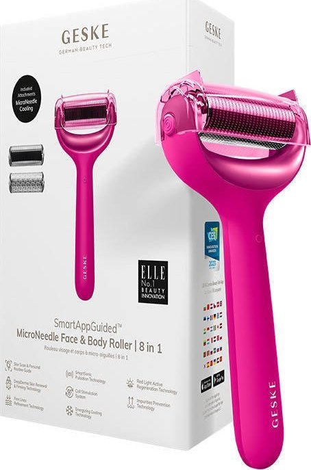 Geske Roller do mezoterapii igłowej twarzy i ciała 8w1 Geske z Aplikacja (magenta)
