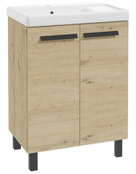 Szafka łazienkowa stojąca z umywalką z ociekaczem 80x60cm Dąb artisan Bonita