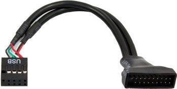 Chieftec USB 19 pin - USB 9 pin, 0.1m, Czarny (Cable-USB3T2)