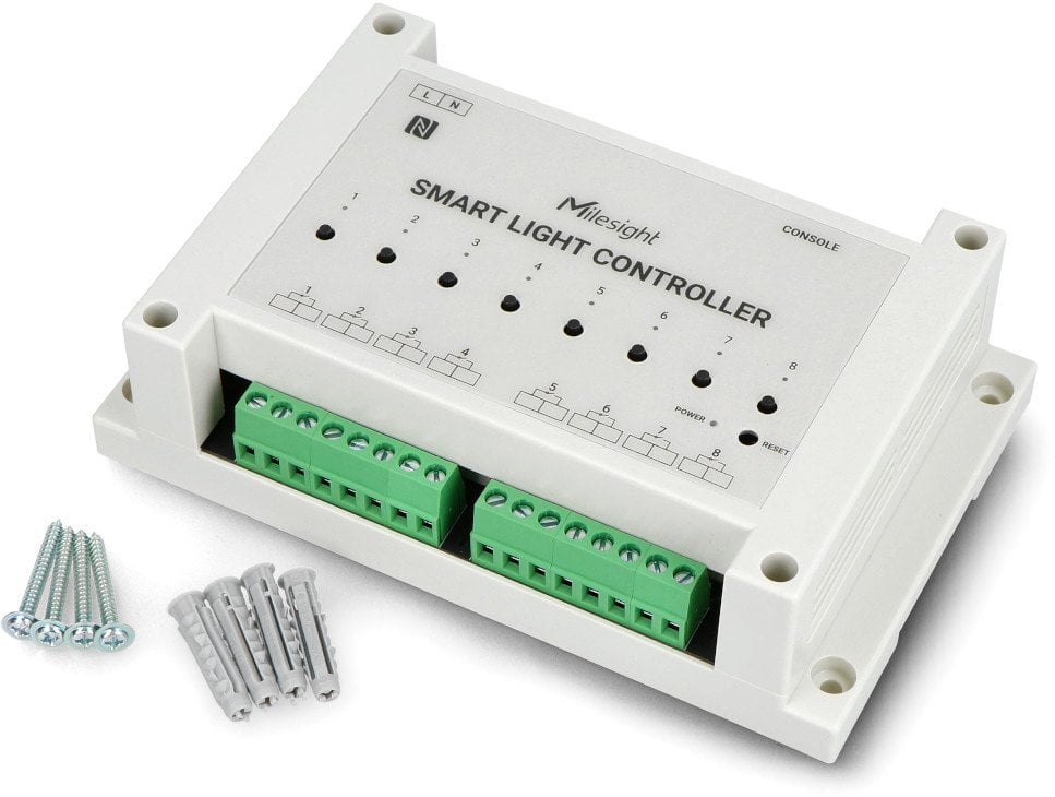 Milesight WS558 Switch Inteligentny kontroler światła w technologii LoraWan 8x wyjście pasywne, maksymalne obciążenie łączne 40A Lub 10A na wyjście