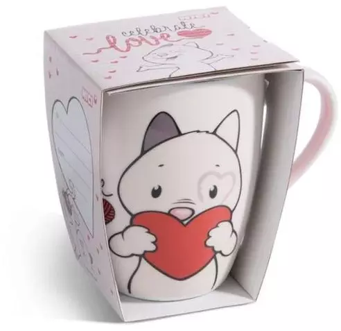 NICI 49419 Kubek porcelanowy Kot Celebrate love 310ml, papierowa banderola