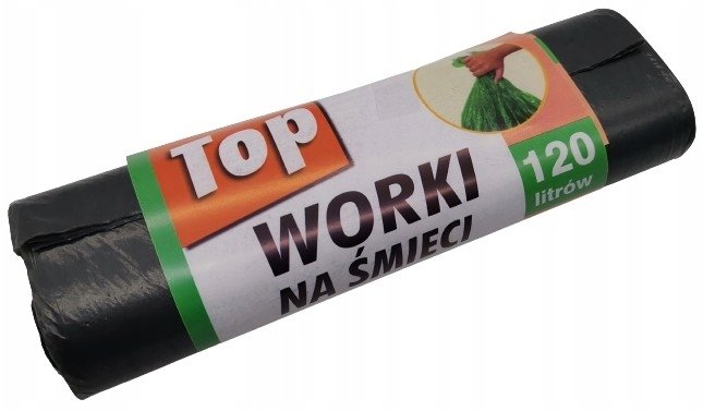 WORKI NA ŚMIECI TOP 120L - 10 SZT CZARNE
