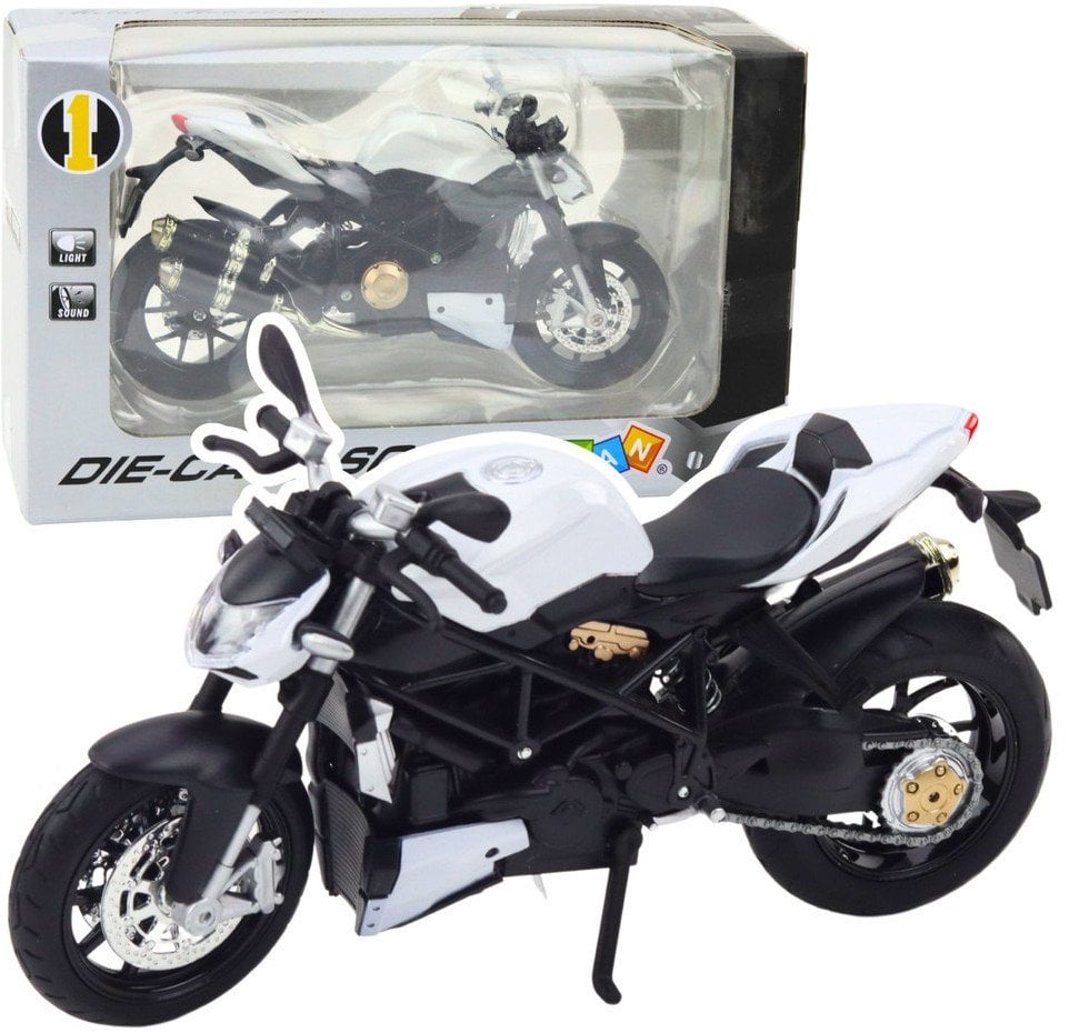 Motocykl Sportowy Metalowy Światła Dźwięki Biały 1:12