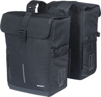 Sakwy BASIL MOVE DOUBLE BICYCLE BAG, UNIVERSAL BRIDGE, 30L, Wodoodporna, Black (NEW 2025)