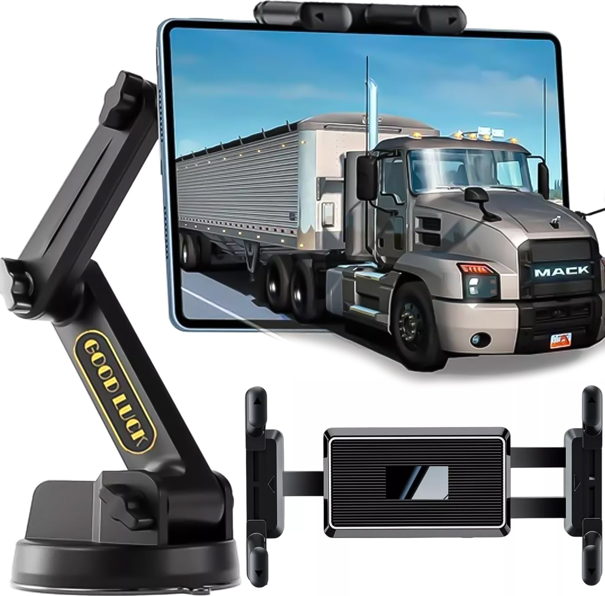 Uchwyt Alogy Uchwyt samochodowy na tablet, telefon 10.1" do tira busa ciężarówki koparki samochodu Długi 43cm na szybę kokpit Alogy Czarny