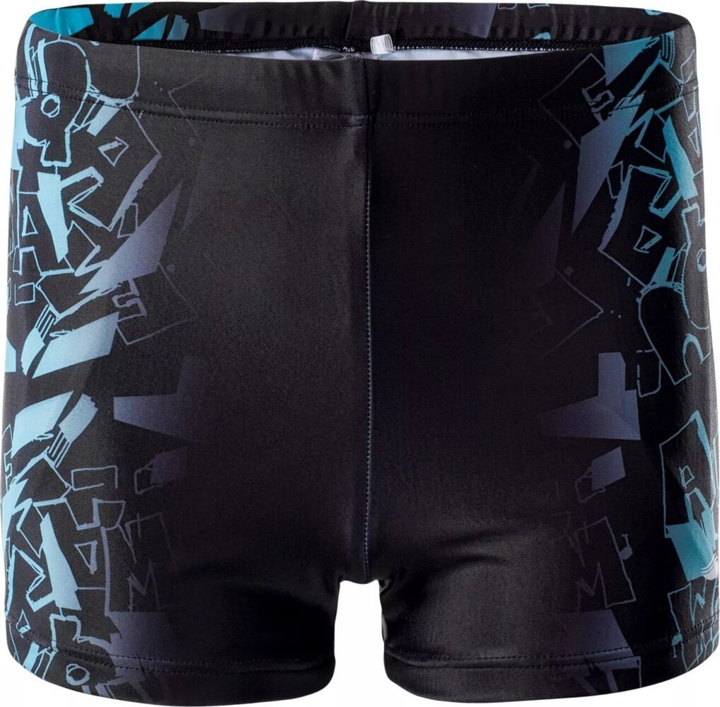 AquaWave Dziecięce bokserki kąpielowe Aquawave ATOS JR black scuba blue logo print rozmiar 164