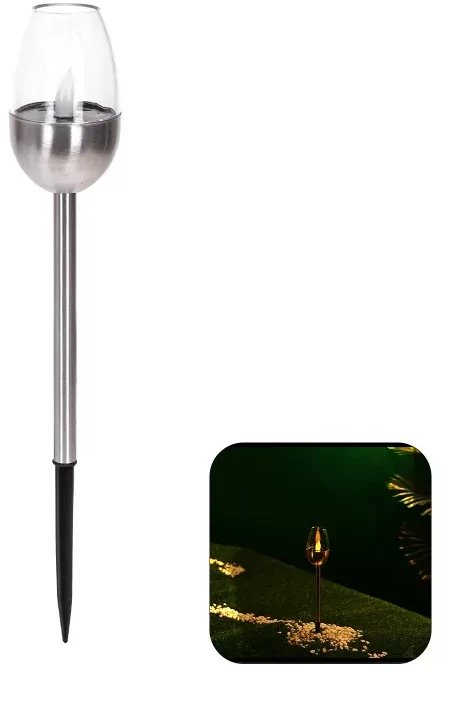 Płomień solarny 38.2/6.3cm wbijany z metalu biały ciepły świeczka