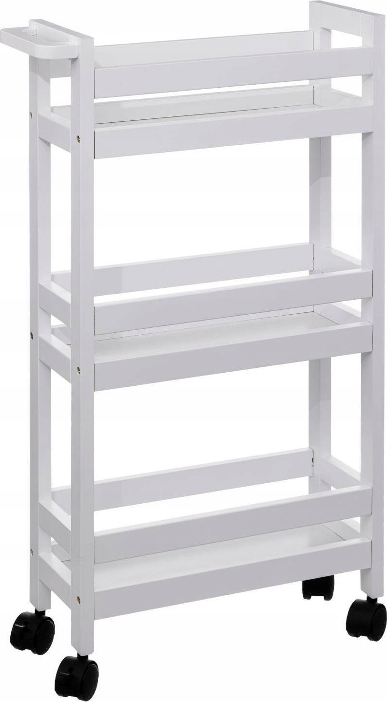 5five Bardzo wąski regał łazienkowy na kółkach, 3 półki, szer. 15 cm
