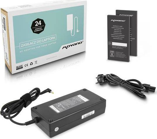 Zasilacz do laptopa Movano 180 W, 1.7 mm, 9.2 A, 19.5 V (ZZ/ACE195923)
