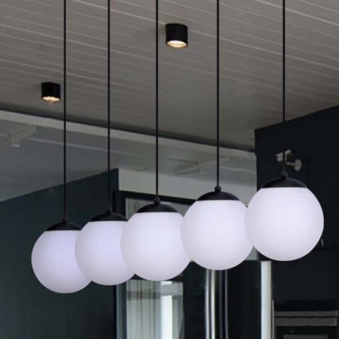 Lampa wisząca Kaja Kule wiszące na listwie CAMINA K-4747 nowoczesna lampa czarna