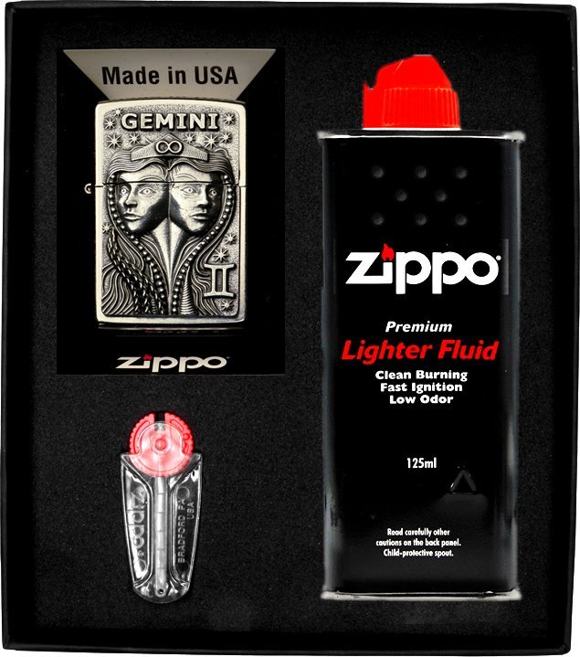Zestaw ZIPPO Zapalniczka ZODIAC GEMINI bliźnięta Prezentowy No1