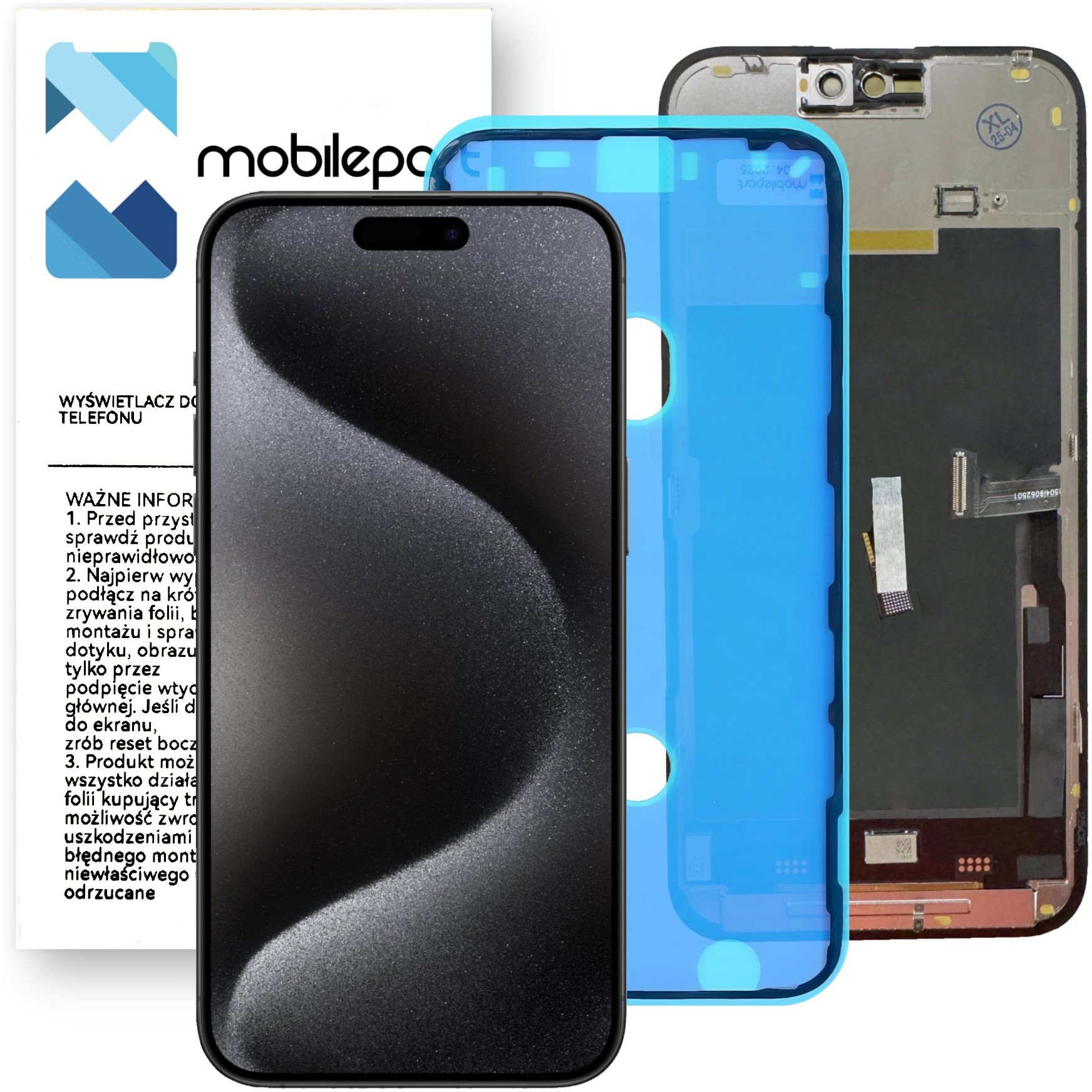 Wyświetlacz do iPhone 15 Pro Max LCD Ekran Ramka + Uszczelka Incell