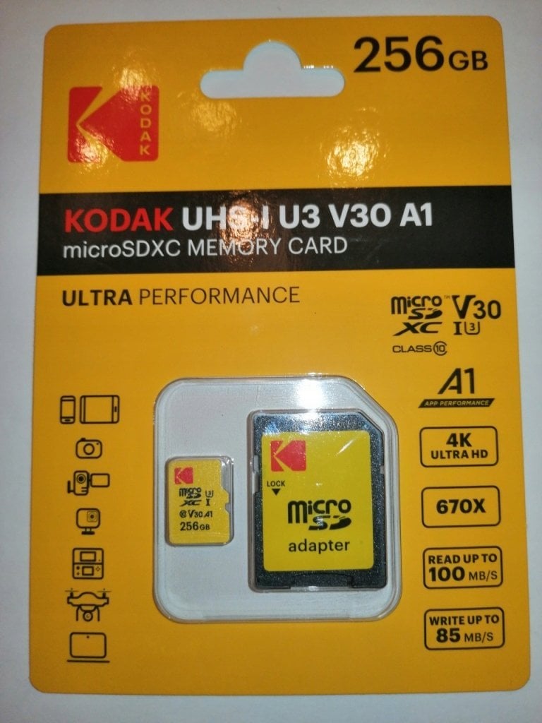 Karta Kodak Karta Kodak Microsdxc Micro Sdxc Microsd 256gb Uhs-i U3 V30 A1 + Adapter