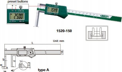 Insize SUWMIARKA SPEC. 11-150 CYFR. MAUA-KW 0,01 0,43-6