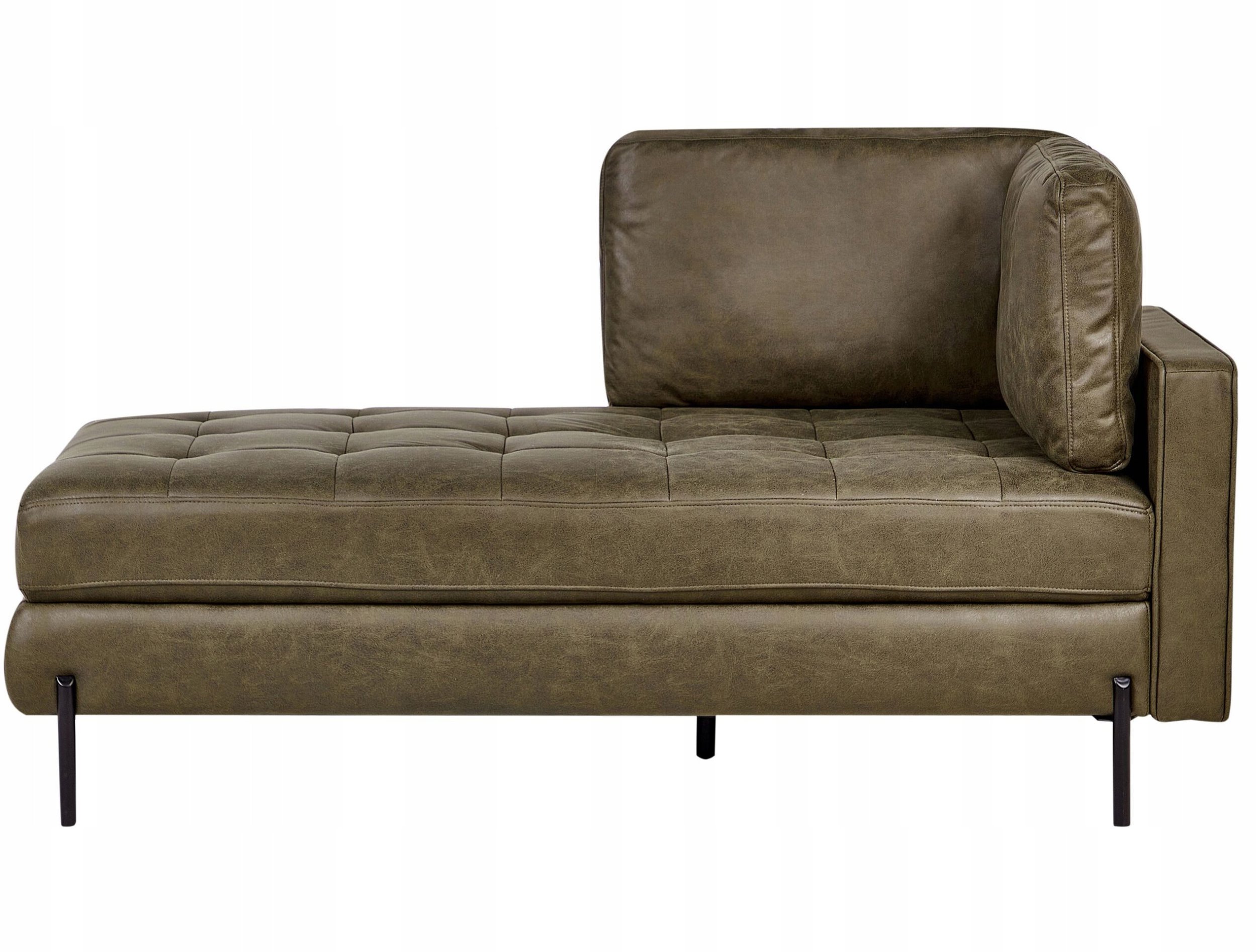 Beliani Szezlong prawostronny zielony REBAIS