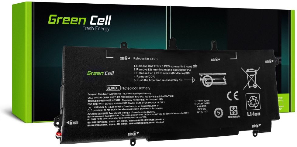 Bateria Green Cell do HP BL06XL HSTNN-DB5D EliteBook 1040 G1 G2 6 cell, 3100 mAh 11.1V (HP108)