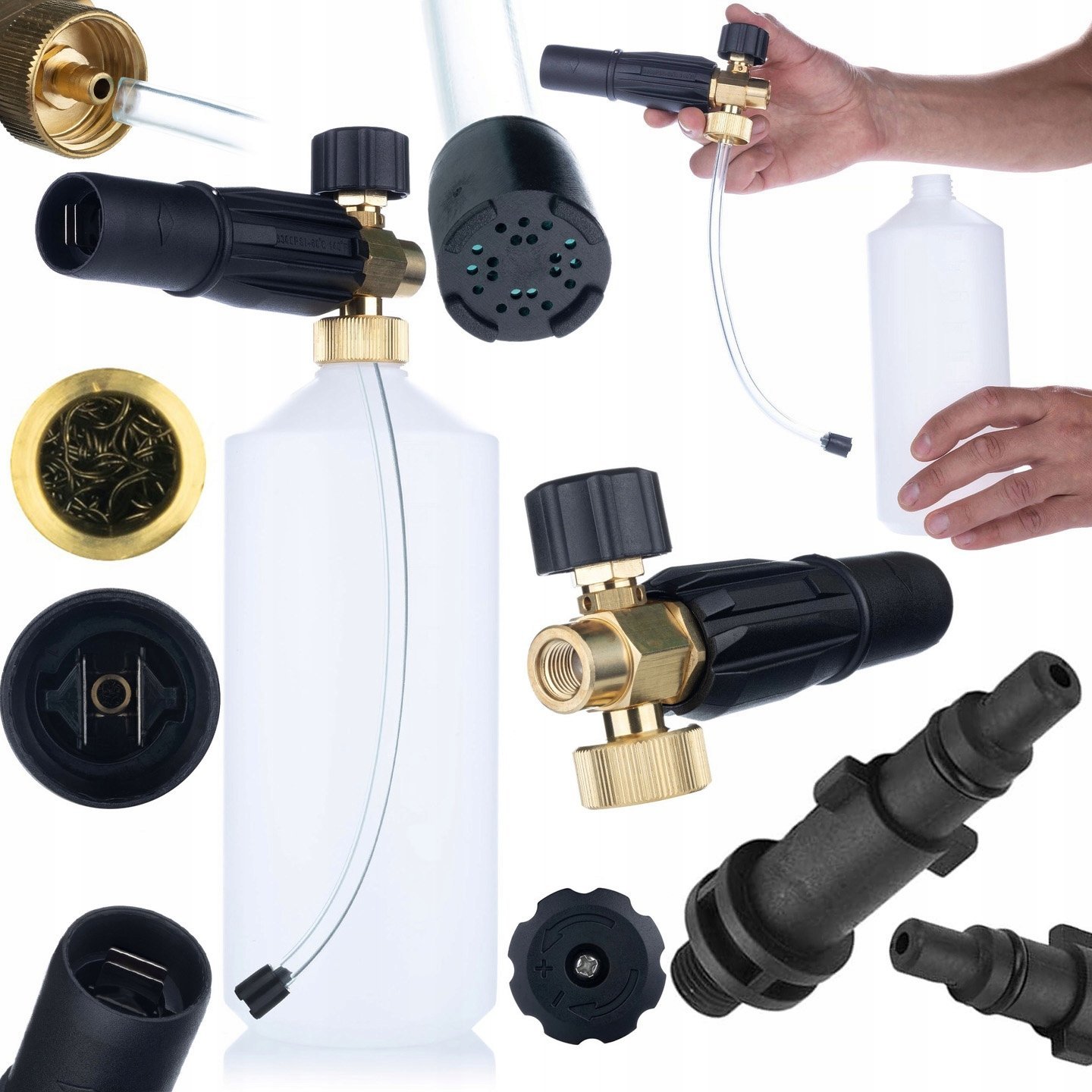 Rosfix Rosfix Pianownica S0401 1000ml do myjki ciśnieniowej G1/4F, dysza 1,23mm + Adapter / przejściówka do myjki ciśnieniowej Nilfisk na G1/4"M (plas