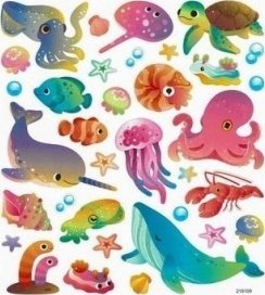 Dalprint Naklejki papierowe - Zwierzęta morskie 34szt