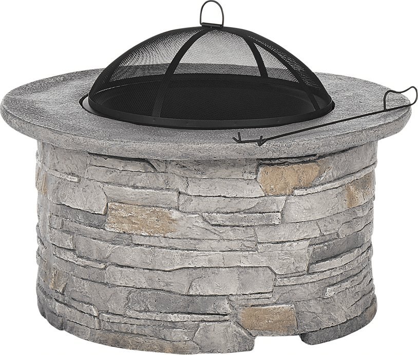 Palenisko ogrodowe Beliani Palenisko ogrodowe z grillem betonowe szare TAMBORA
